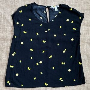 Popsugar Black Yellow Lemon Shirt Size Small Fun Novelty Retro Playful Twee